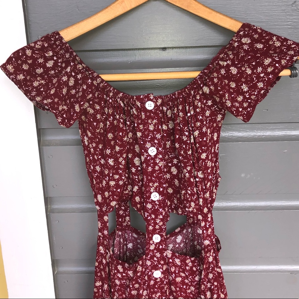 Floral Boho Cut Out Rib Cage Dress